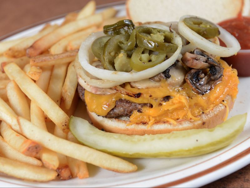 hamburger and fries